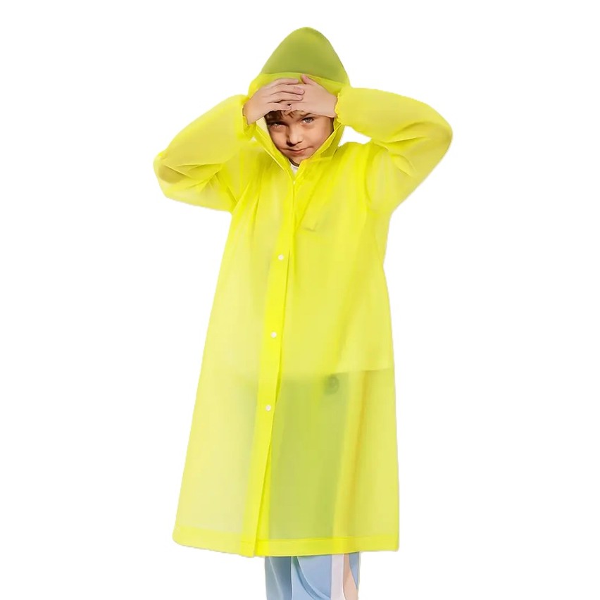 Pelerine, Umbrele si Accesorii - Pelerina de Ploaie, pentru Copii 100-145 cm, din EVA, Impermeabila, Inchidere cu Capse, Galben