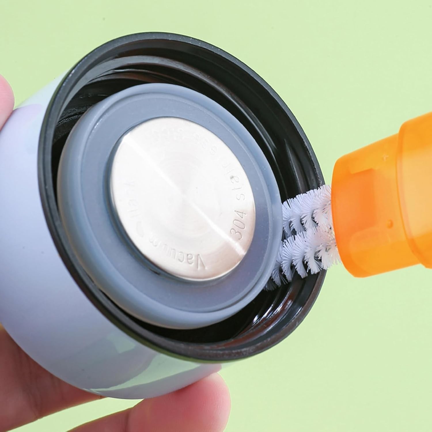 Perie 5 in 1 de Curatat Pahare, Cani, Sticle, cu Maner Lung, Accesorii pentru Spalarea Paielor si Capacelor, Usor de Agatat, 36x7x7cm, Portocaliu-Alb [11]