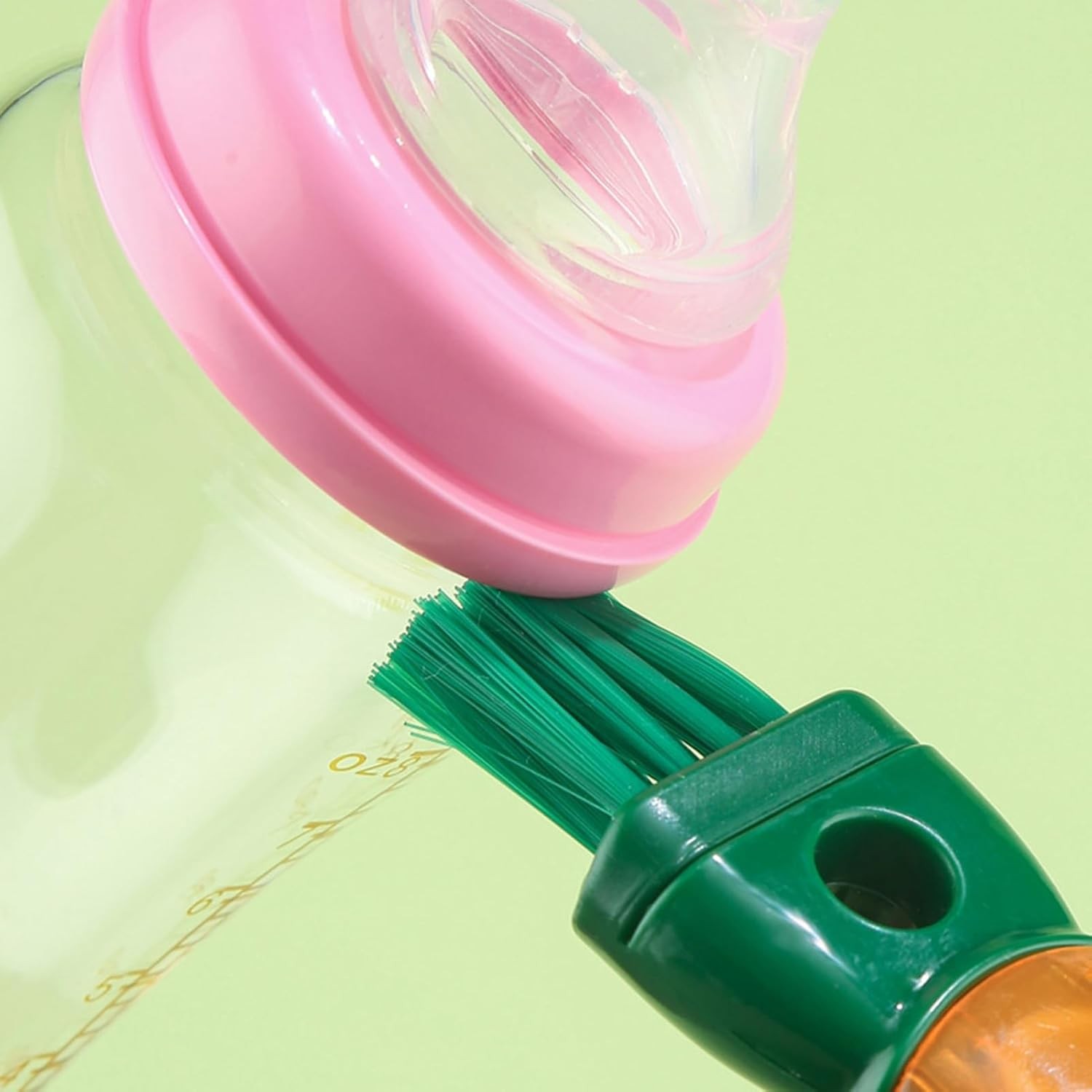 Perie 5 in 1 de Curatat Pahare, Cani, Sticle, cu Maner Lung, Accesorii pentru Spalarea Paielor si Capacelor, Usor de Agatat, 36x7x7cm, Portocaliu-Alb [10]