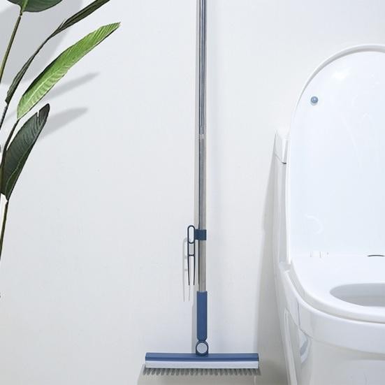 Perie de Curatare pentru Podele si Rosturi, Lungime Maner 105 cm, Capat Pivotant 180 Grade, Peri din PP, Otel si Plastic, Cleste pentru Scame si Par Inclus, Albastru [1]