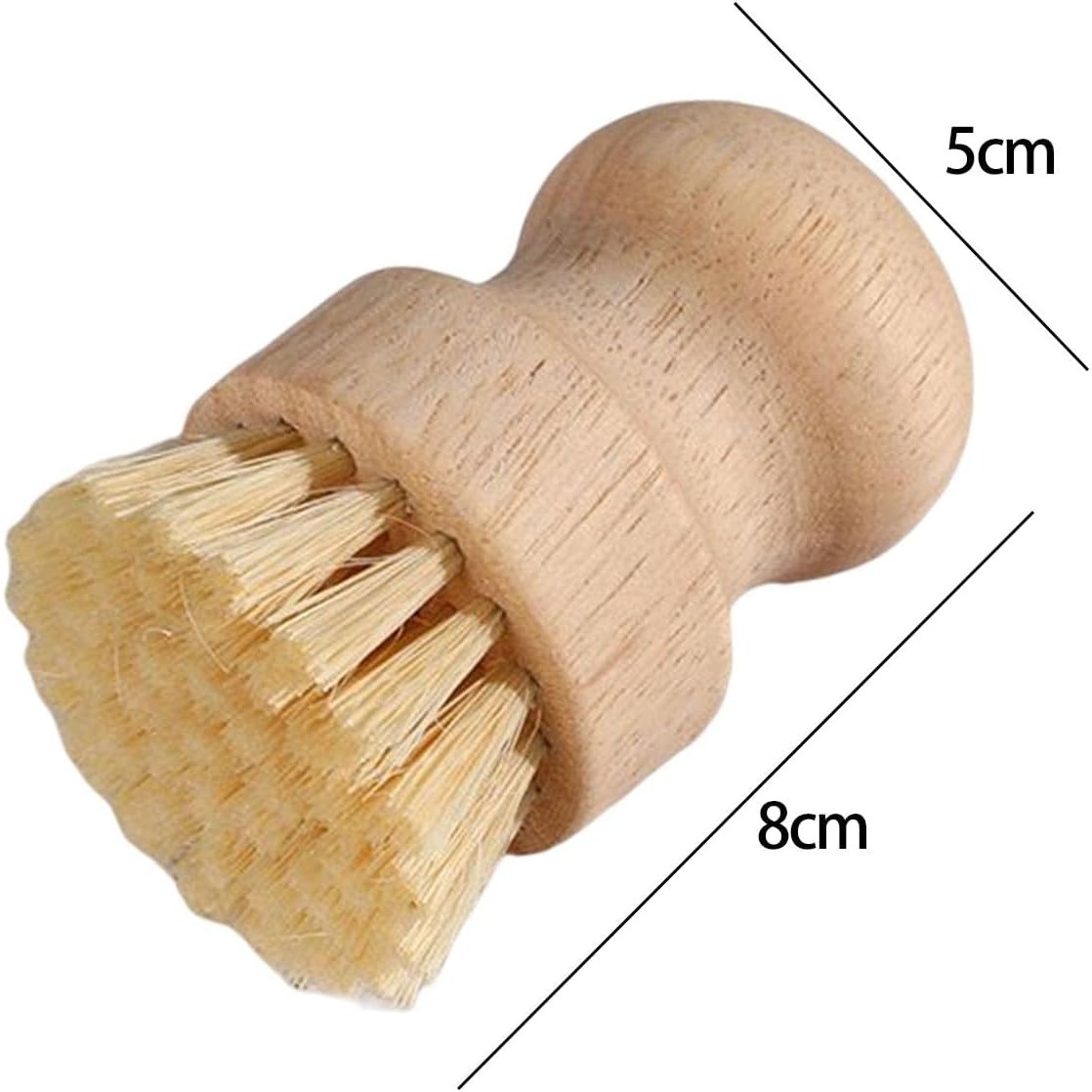 Perie de Curatat Vase si Alimente, din Lemn de Fag, 8 x 5 cm, Perie din Sisal, Bej [2]