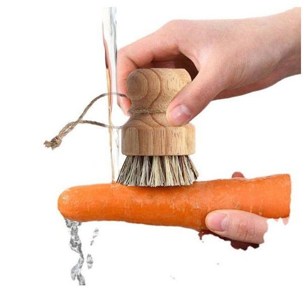 Perie de Curatat Vase si Alimente, din Lemn de Fag, 8 x 5 cm, Perie din Sisal, Bej [4]