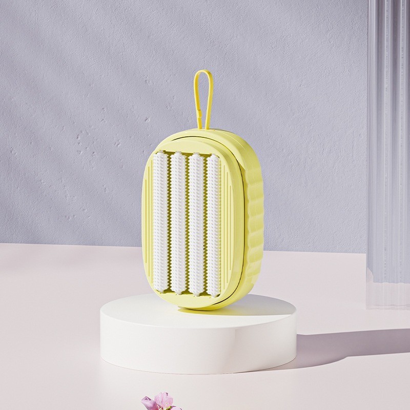 Perie de Spalat Haine, cu Dispenser pentru Detergent, 4 Perii de Curatare, din ABS + PS, Galben [5]