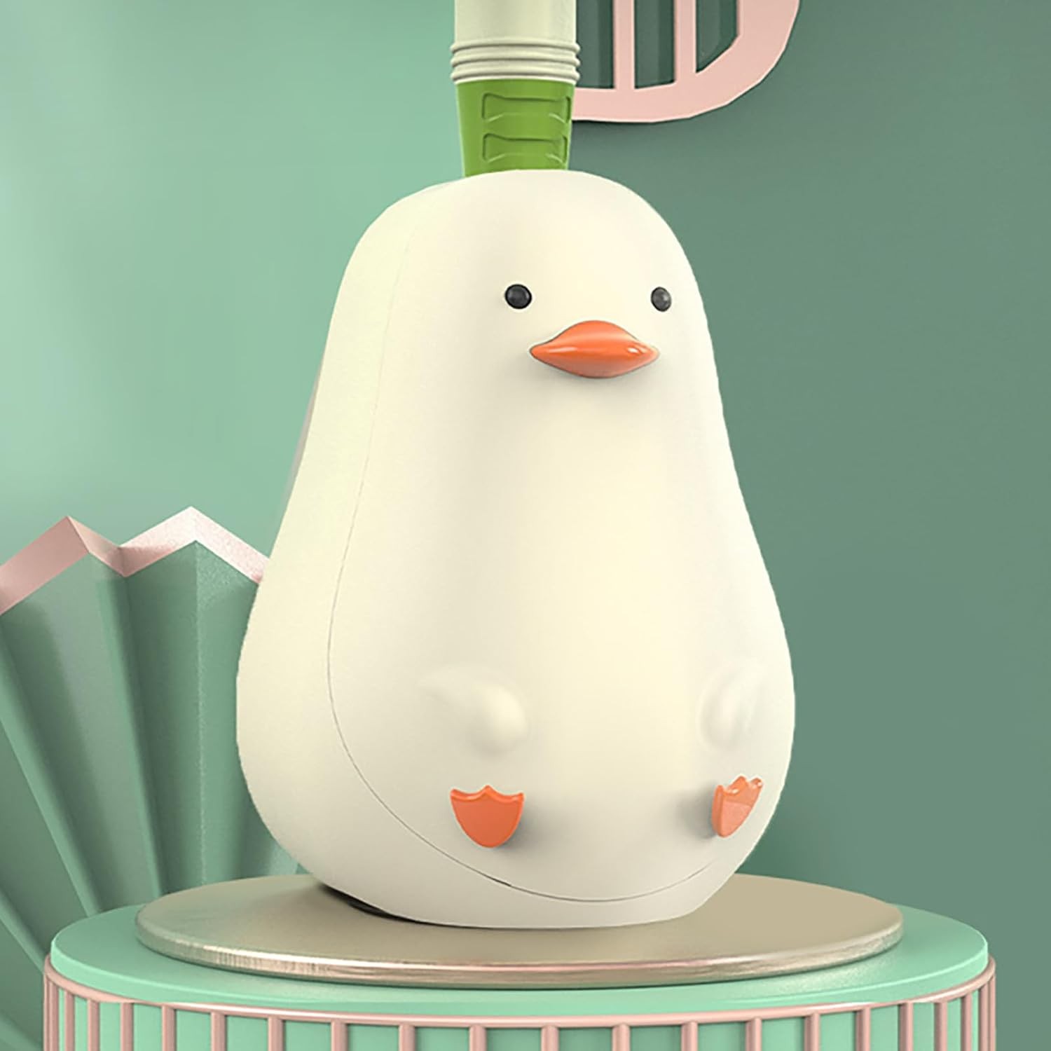 Perie de Toaleta, cu Suport de Perete, Recipient Detergent, 2 Tipuri de Perii, Model Rata, Verde [1]