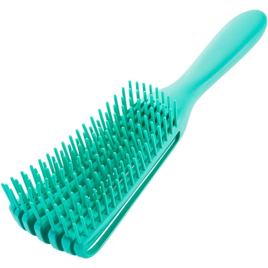 Perie Flexibila, pentru Descurcat Par Cret/Umed si Uscat, 8 Brate Mobile, din TPE, 24.5 x 4.5 x 2 cm, Verde [3]