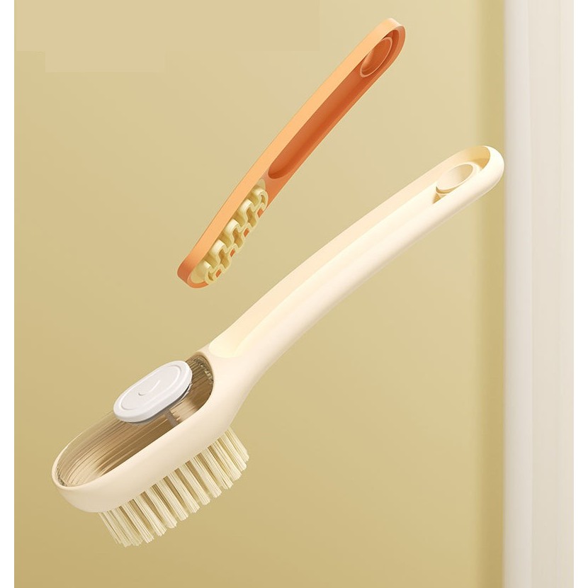 Perie Multifunctionala 2 in 1, Perie Densa/Perie din Piele de Caprioara, cu Recipient Lichid, Maner Lung, 20.1x 4.3 x 5 cm, Portocaliu [8]