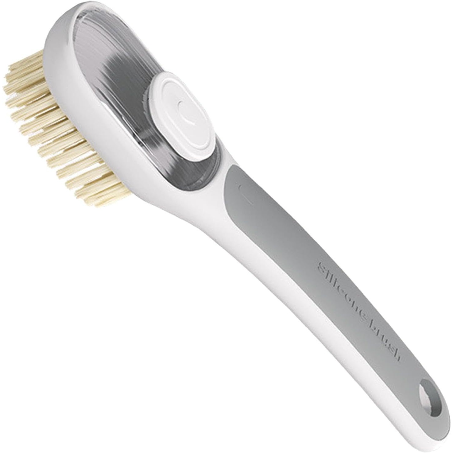 Maturi, Perii, Mopuri si Galeti - Perie Multifunctionala 2 in 1, Perie Densa/Perie din Piele de Caprioara, cu Recipient Lichid, Maner Lung, 20.1x 4.3 x 5 cm, Gri