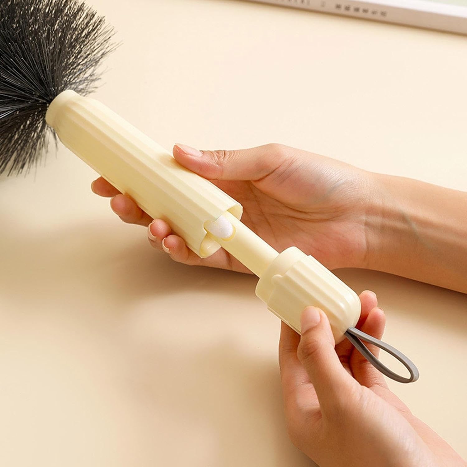 Perie Multifunctionala 2in1, de Curatare a Prafului, 38 x 11 cm, Perie si Burete, Crem [4]