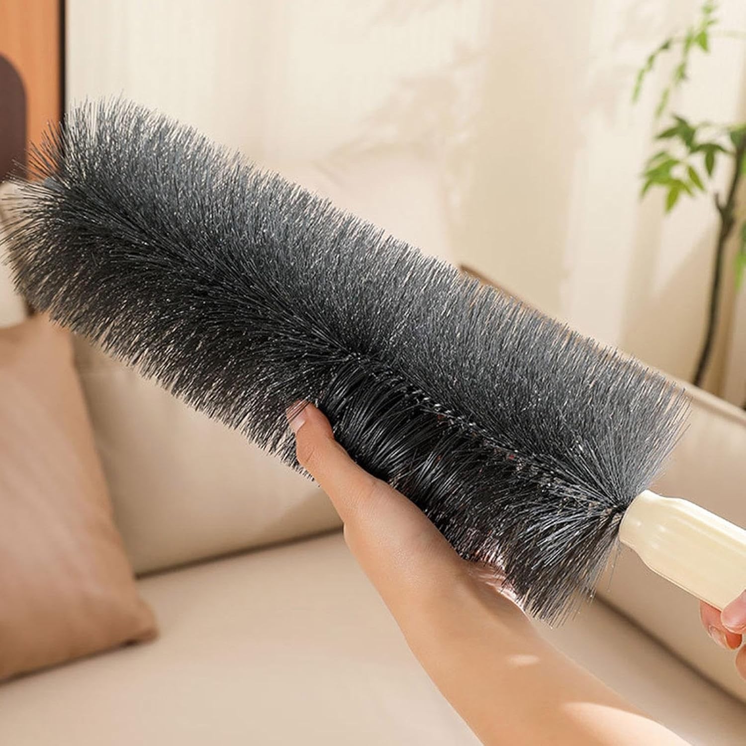 Perie Multifunctionala 2in1, de Curatare a Prafului, 38 x 11 cm, Perie si Burete, Crem [7]