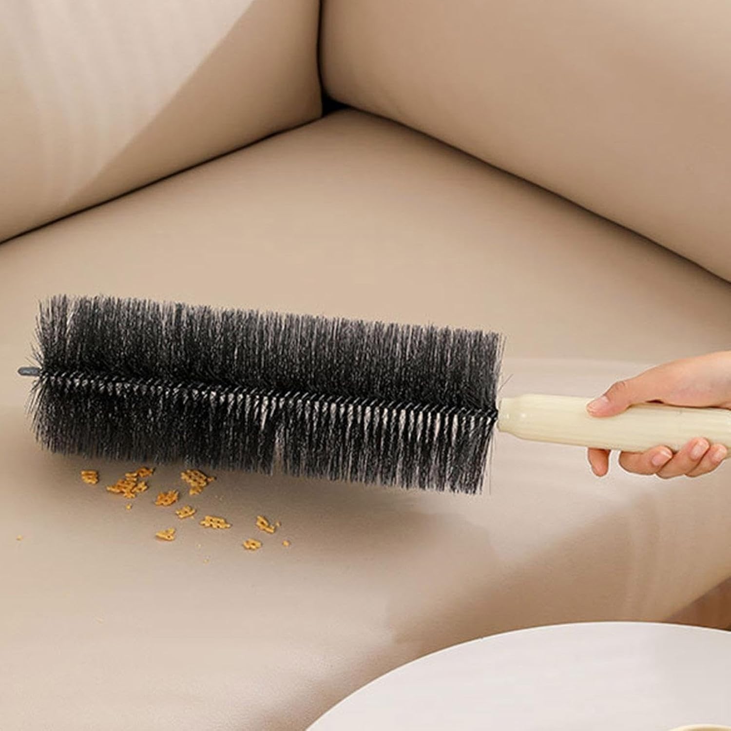 Perie Multifunctionala 2in1, de Curatare a Prafului, 38 x 11 cm, Perie si Burete, Crem [2]