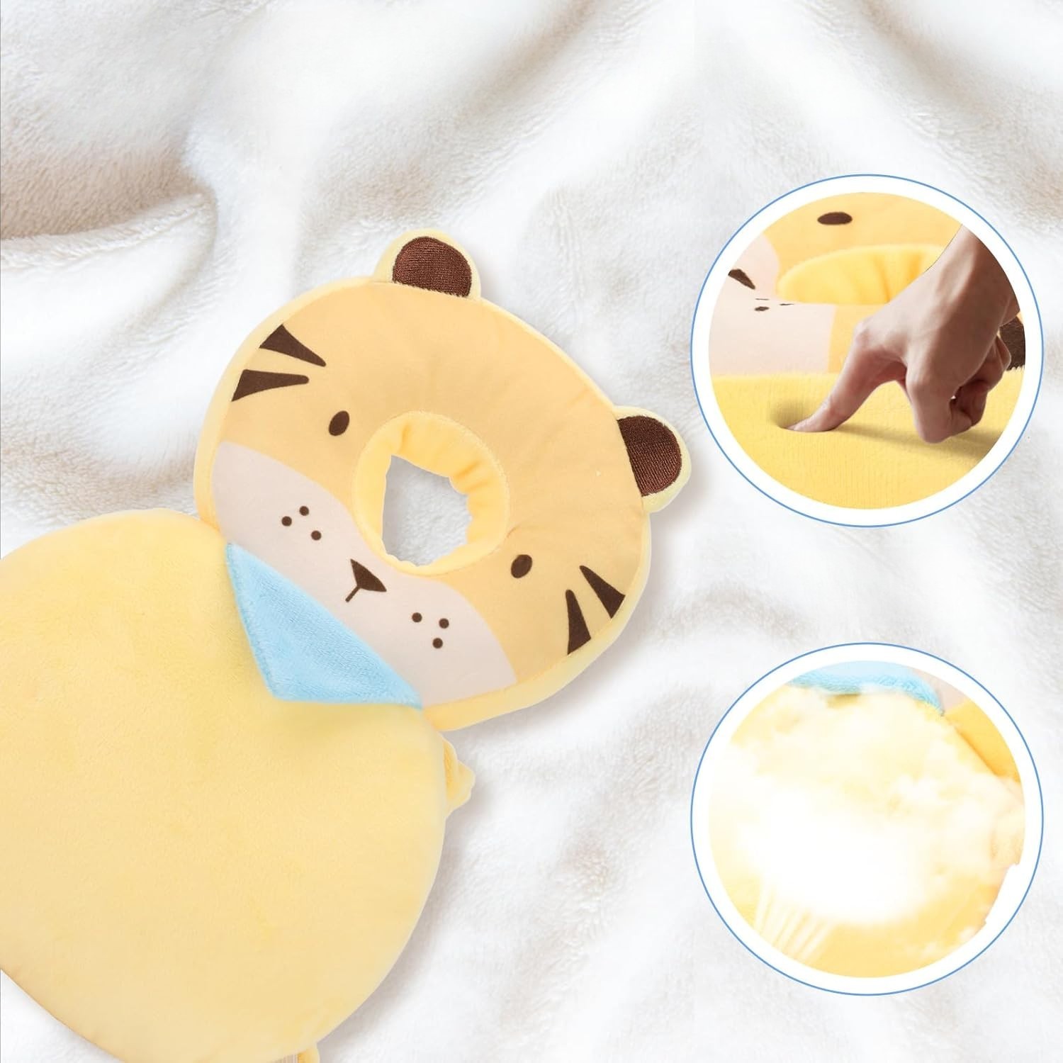 Perna tip Rucsac pentru Protectia Capului, Tetiera tip Tigru, pentru Bebelusi, 33x6x19 cm, 180 g, Crem [2]