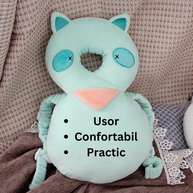 Perna tip Rucsac pentru Protectia Capului, Tetiera tip Raton, pentru Bebelusi, 33x6x19 cm, 180 g, Turcoaz [4]