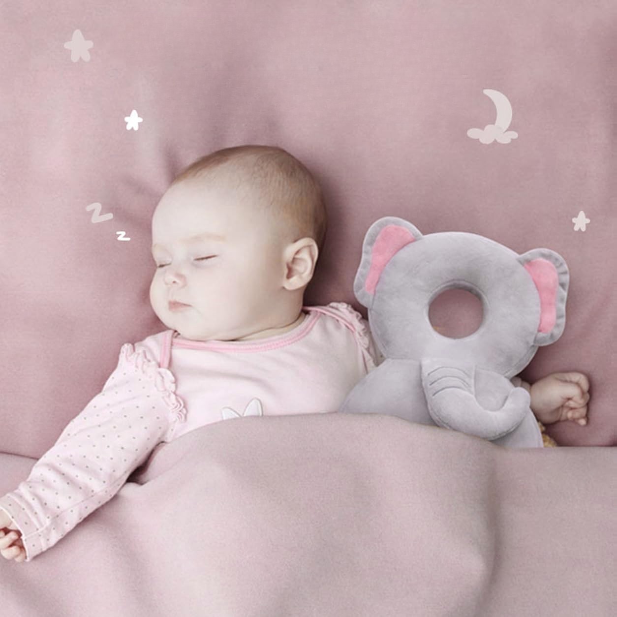 Perna tip Rucsac pentru Protectia Capului, Tetiera tip Elefant de Plus, pentru Bebelusi, 33x6x19 cm, 180 g, Gri [13]