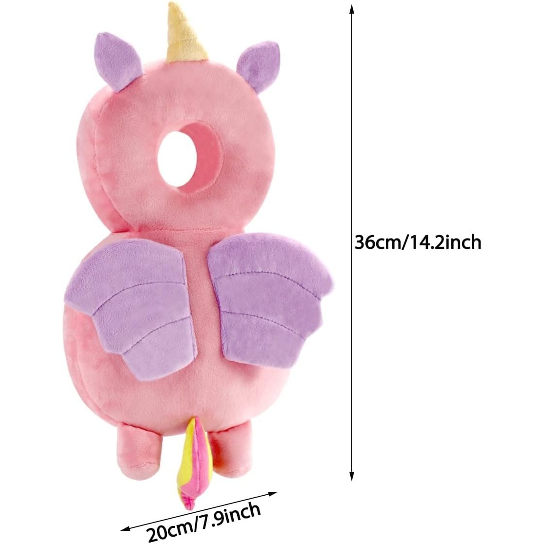 Perna tip Rucsac pentru Protectia Capului, Tetiera tip Unicorn, pentru Bebelusi, 33x6x19 cm, 180 g, Roz [2]