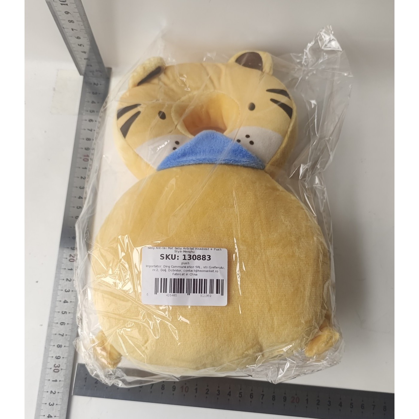 Perna tip Rucsac pentru Protectia Capului, Tetiera tip Tigru, pentru Bebelusi, 33x6x19 cm, 180 g, Crem [6]