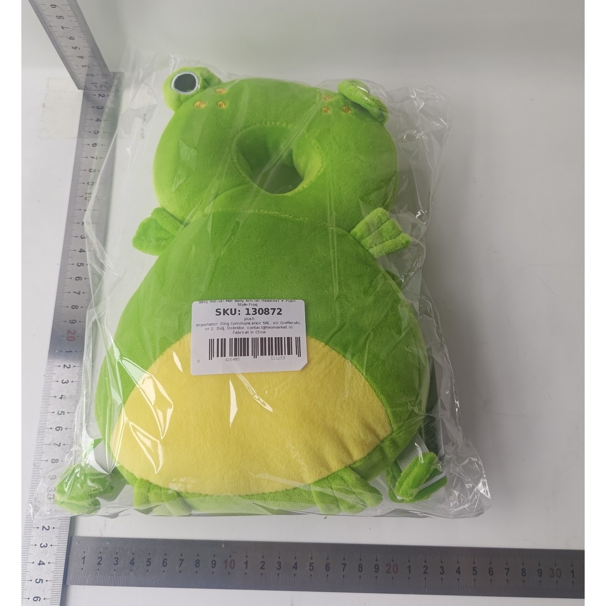 Perna tip Rucsac pentru Protectia Capului, Tetiera tip Broscuta, pentru Bebelusi, 33x6x19 cm, 180 g, Verde [4]