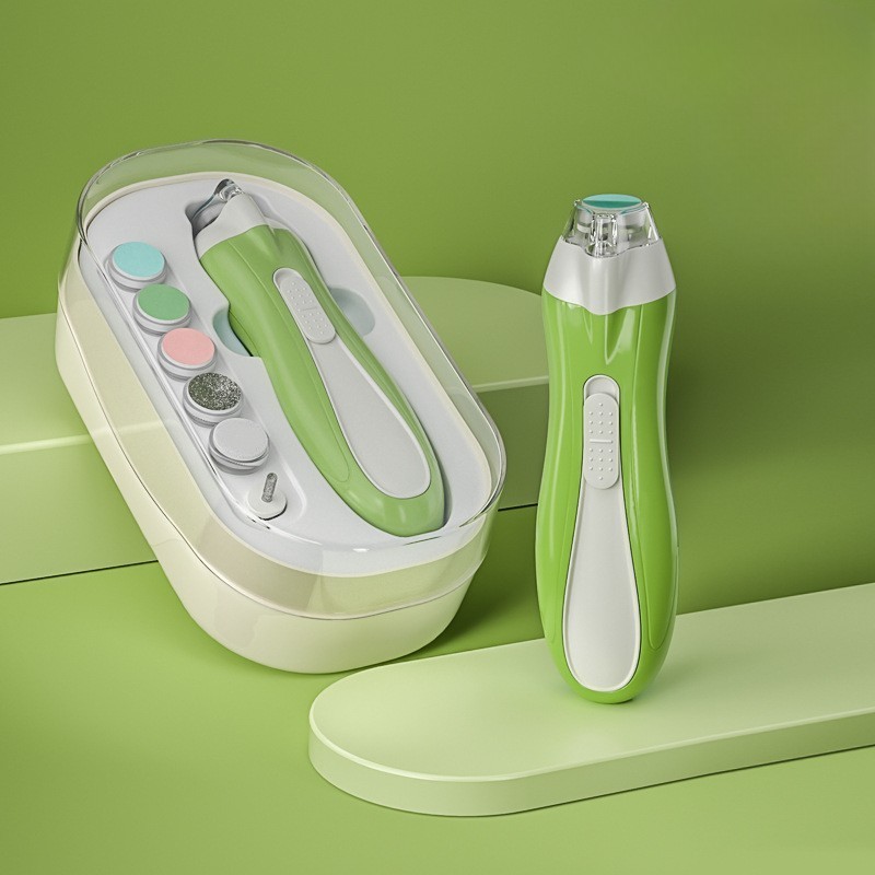 Pila Electrica, pentru Copii si Bebelusi, din ABS, 6 Accesorii, cu Lumina LED, 9.5 x 6 x 17 cm, Verde [4]