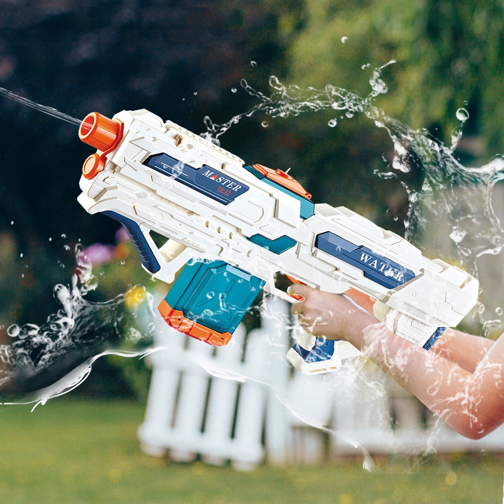 Pistol cu Apa pentru Copii 14+ ani, Rezervor 600ml, cu baterie 1200mAh, Electric Burst, Alb/Albastru [1]