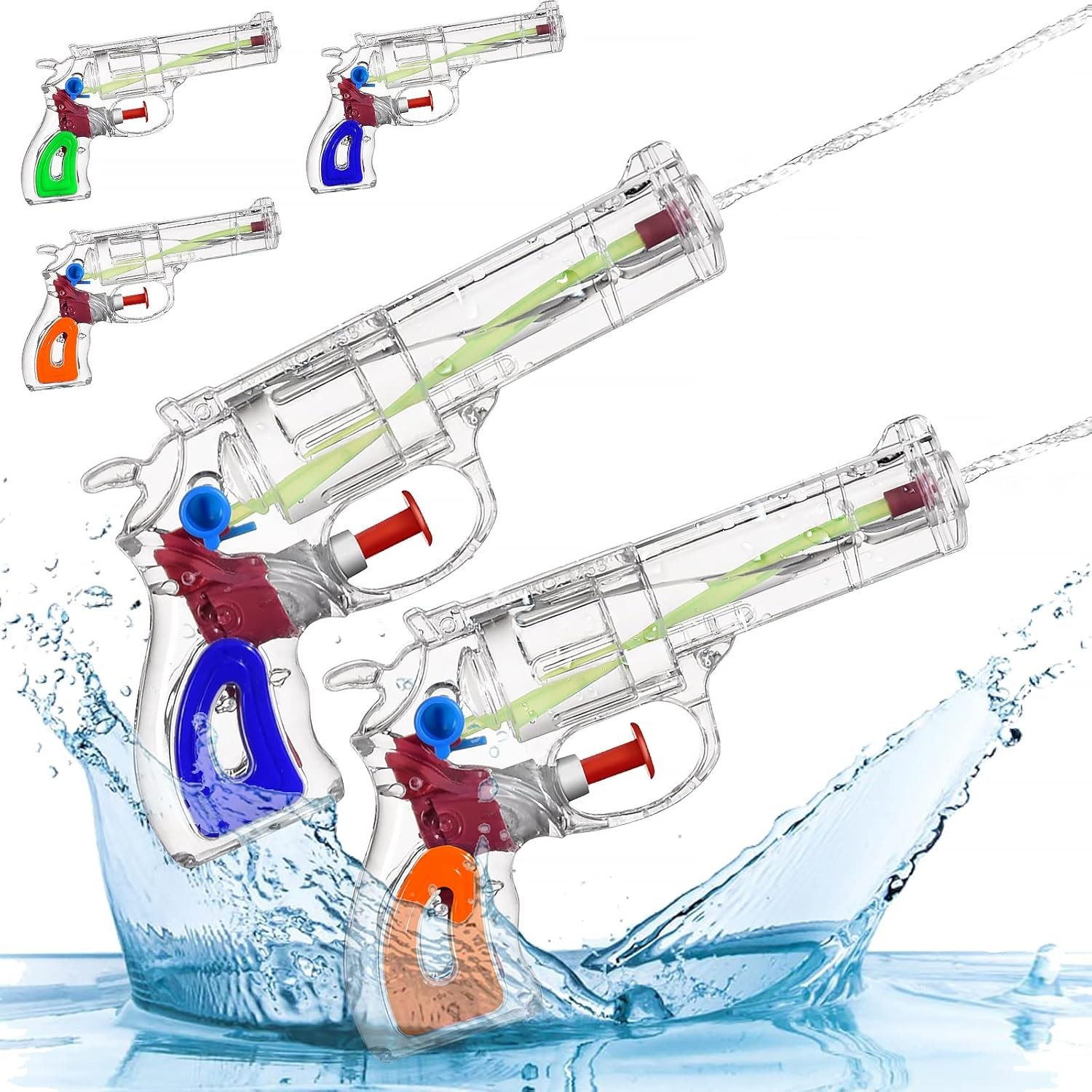 Pistol cu Apa, pentru Copii, din Plastic, 16 x 5 x 2 cm, Transparent/Albastru [1]