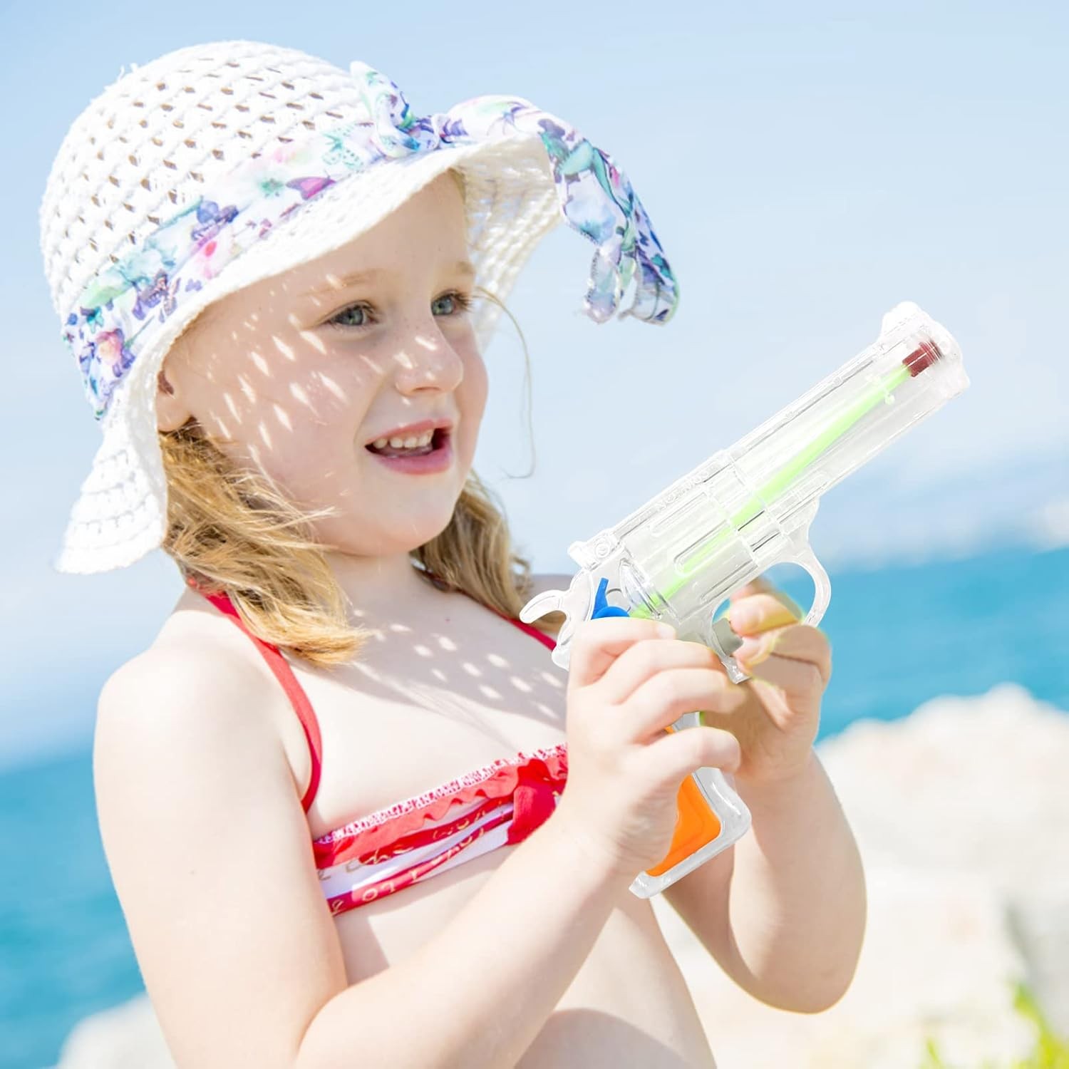 Pistol cu Apa, pentru Copii, din Plastic, 16 x 5 x 2 cm, Transparent/Albastru [3]