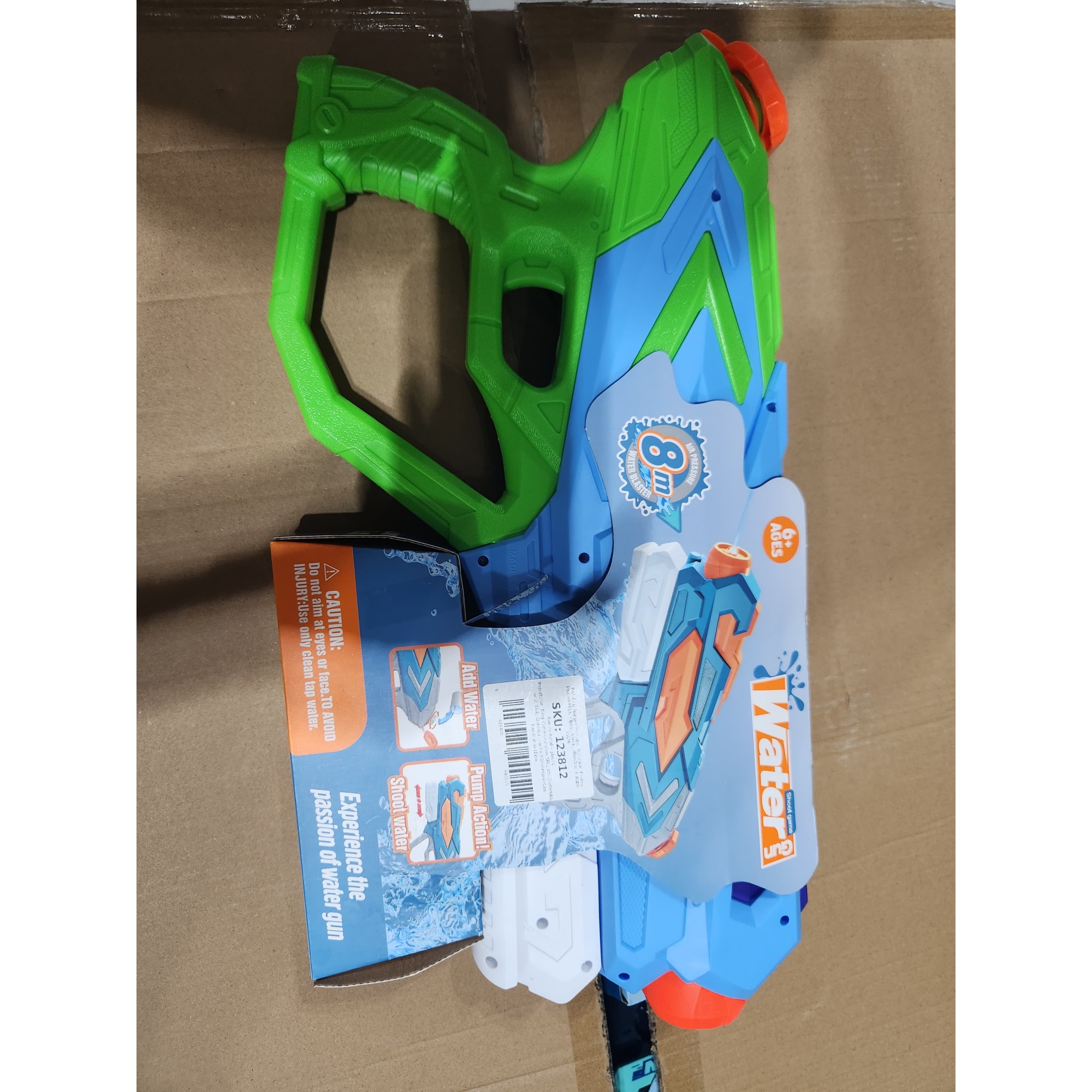 Pistol cu Apa pentru Copii, Rezervor 900ml, Raza de Actiune 8m, 6ani+, 4 Duze, Verde [1]