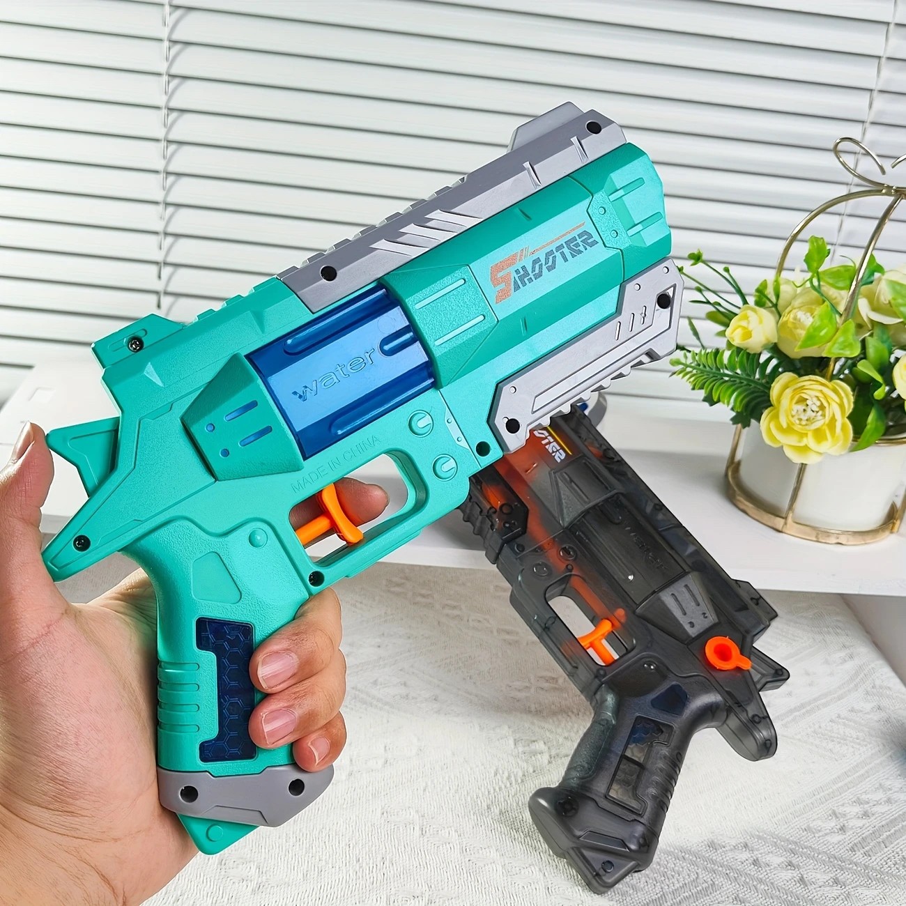 Pistol Manual cu Apa, Jucarie Pistol cu Apa Sigur Pentru Copii, Design Nou S-Shooter Atractiv, 23 x 14.5 cm, Verde [3]