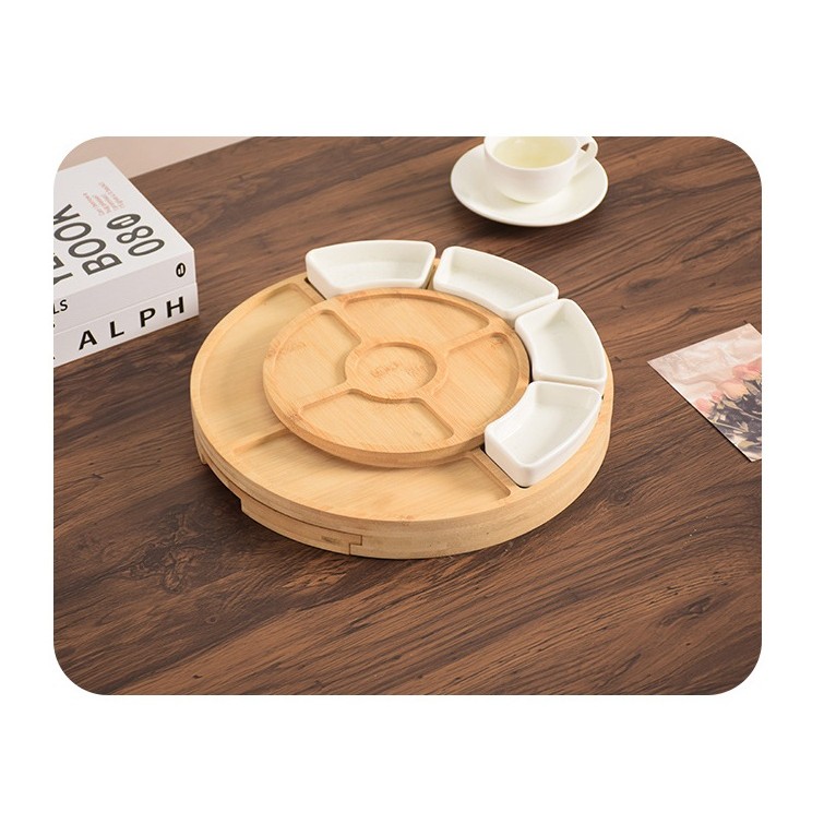 Platou Festiv, din Lemn, pentru Branzeturi si Aperitive, 18 Piese, Maro [2]