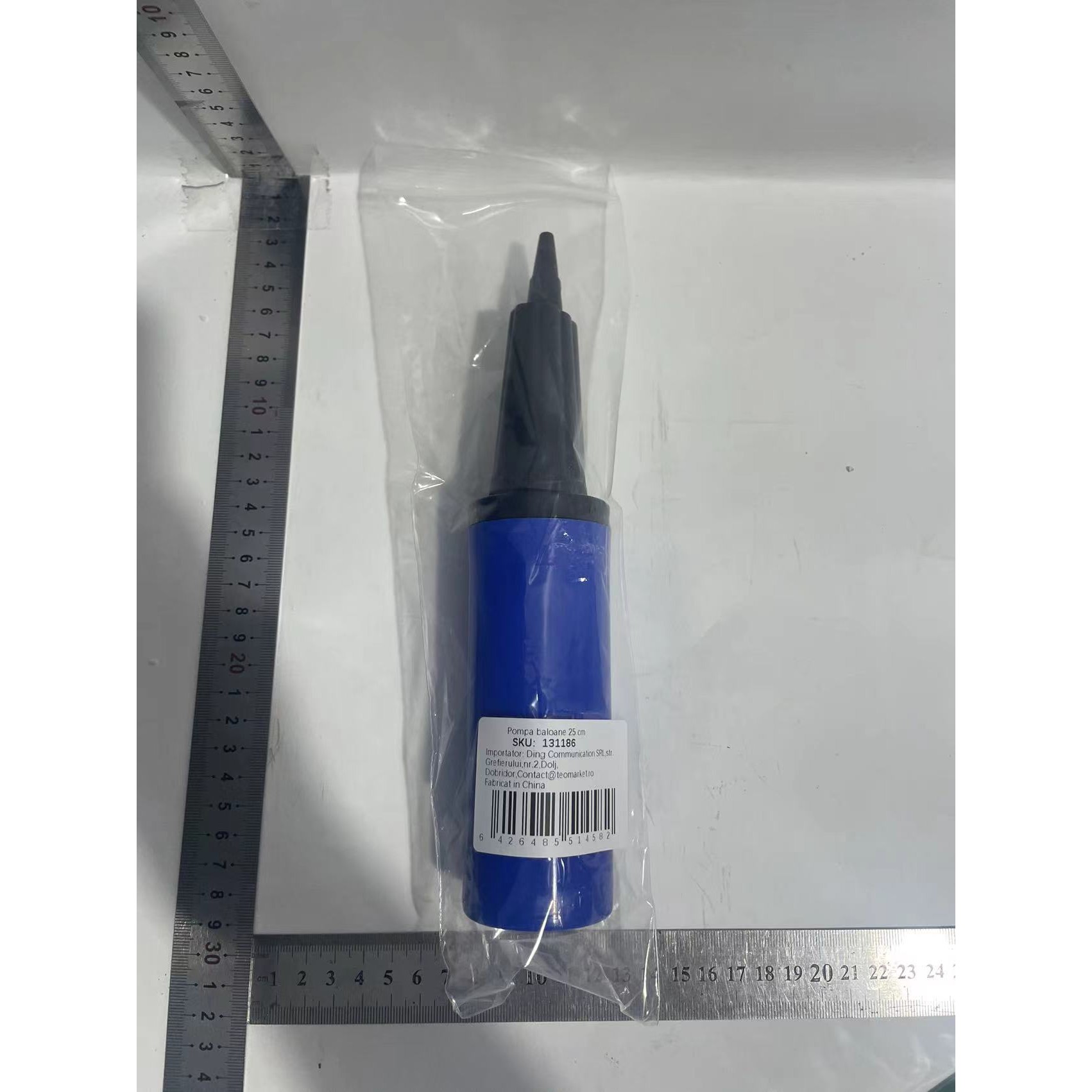 Pompa de Umflat Baloane, Manuala, din Plastic, 25 cm, Albastru [1]