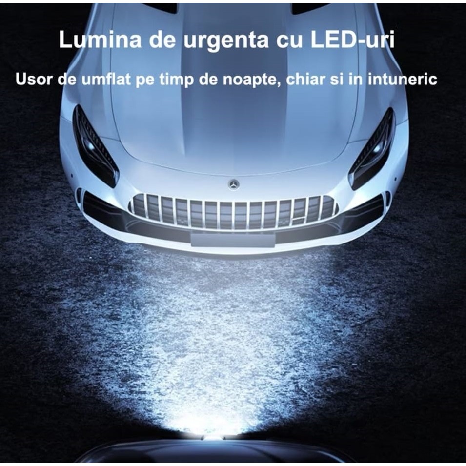 Pompa de Aer Wireless, Portabila, 150 PSI, Pentru Anvelope si Mingi, Baterie 2000 mAh, Afisaj Digital, 12.7 x 8.5 cm, Negru [2]