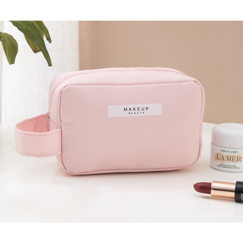 Portfard, cu Maner, Material Impermeabil, pentru Cosmetice, 16 x 11 x 7 cm, Roz [3]