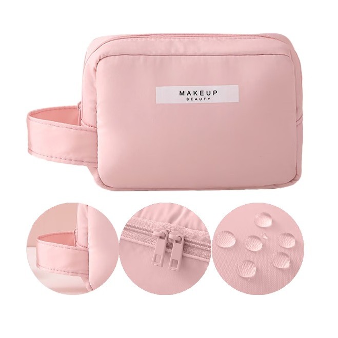 Portfard, cu Maner, Material Impermeabil, pentru Cosmetice, 16 x 11 x 7 cm, Roz [4]