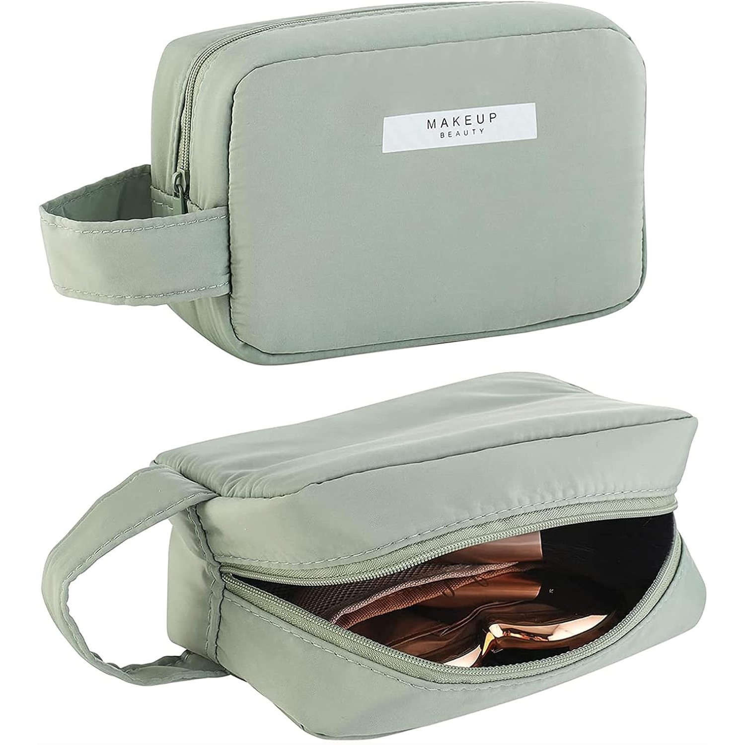 Portfard, cu Maner, Material Impermeabil, pentru Cosmetice, 16 x 11 x 7 cm, Verde [4]