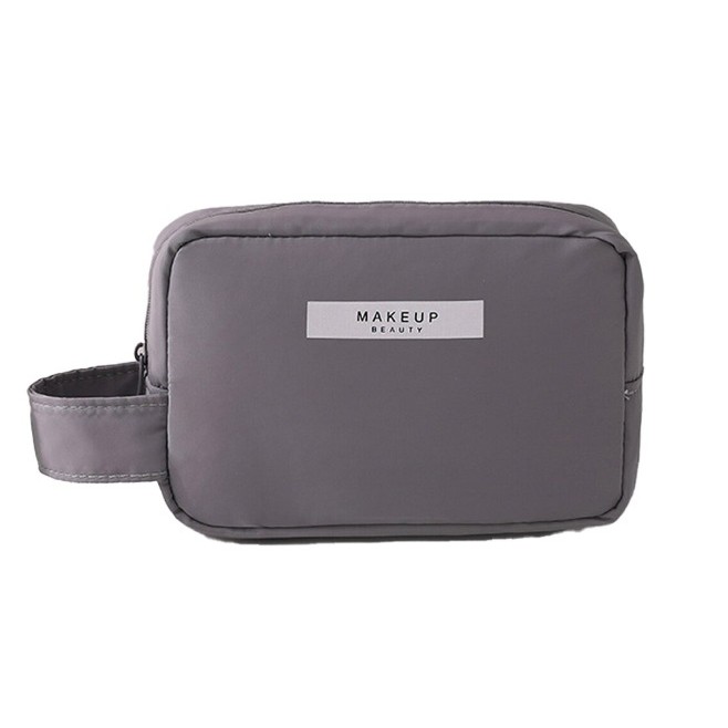 Genti Cosmetice si Organizare - Portfard, cu Maner, Material Impermeabil, pentru Cosmetice, 16 x 11 x 7 cm, Gri