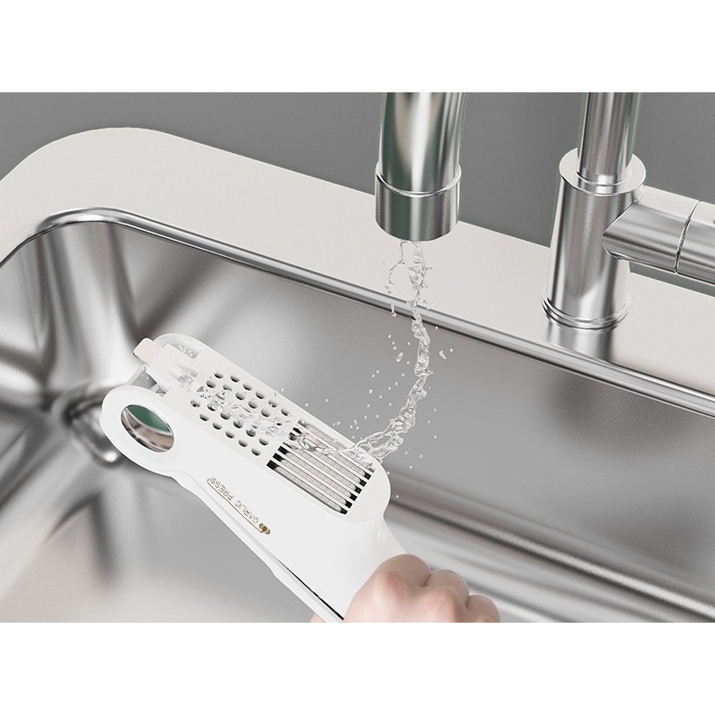 Presa Multifunctionala pentru Usturoi 4in1, Presa, Feliator, Desfacator de Borcane, Curatator Fructe/Legume, 22 x 8.8 cm, Alb [3]