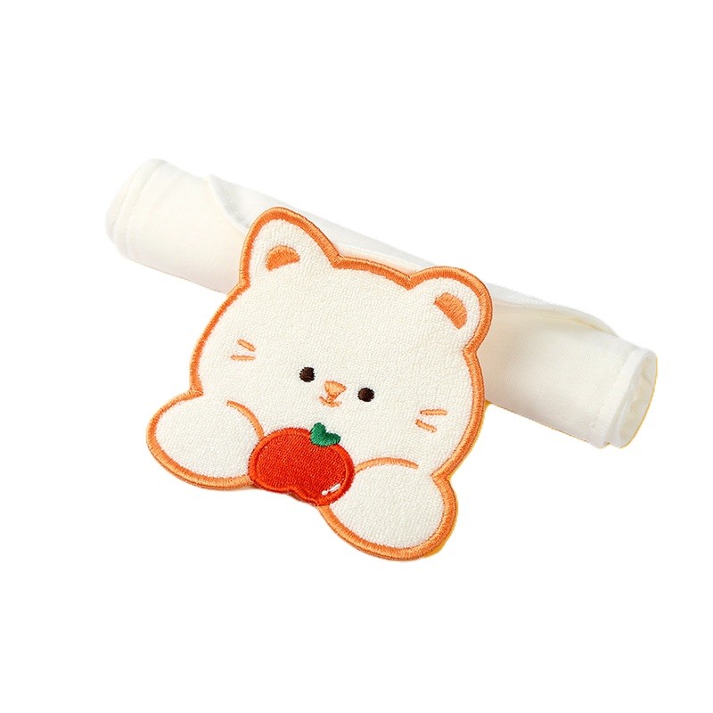 Articole Diverse copii - Prosop Absorbant, din Bumbac, pentru Bebelusi, 19x28 cm, Model Pisica, Alb