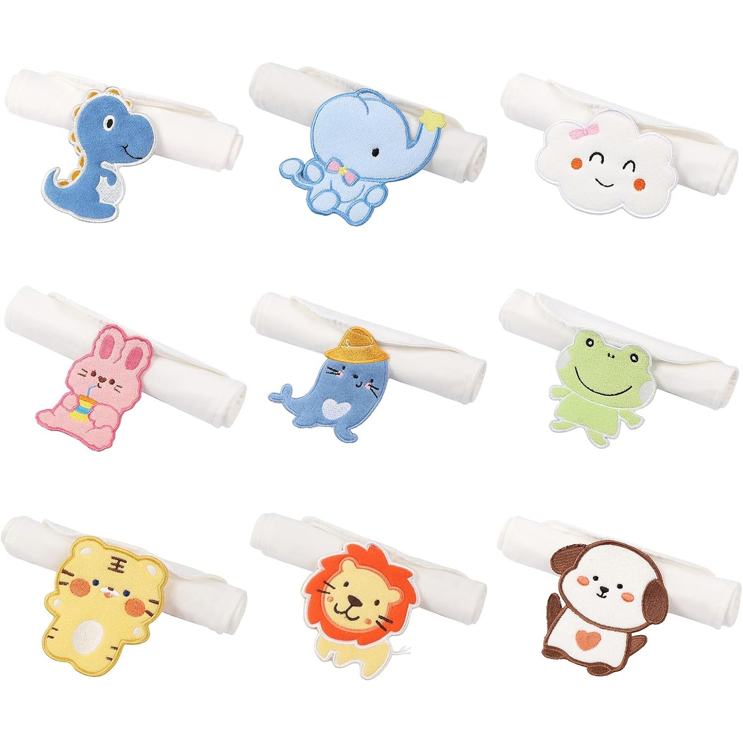 Prosop Absorbant, din Bumbac, pentru Bebelusi, 19x28 cm, Model Iepuras, Alb [2]