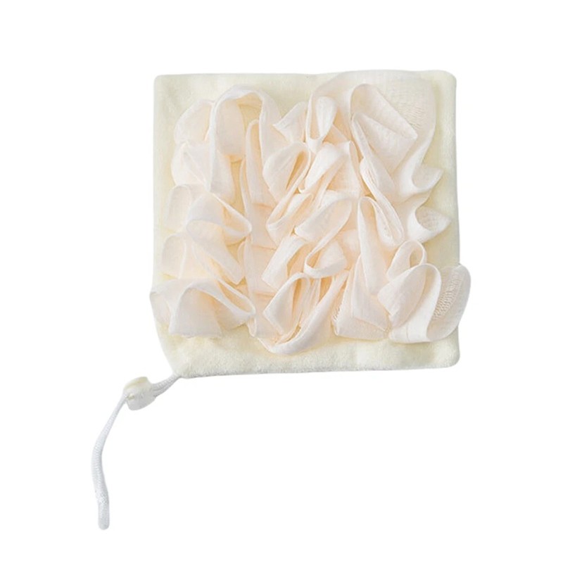 Articole pentru baie - Prosop de Baie, 2in1, cu Burete din Plasa, 17 x 17 cm, Bej