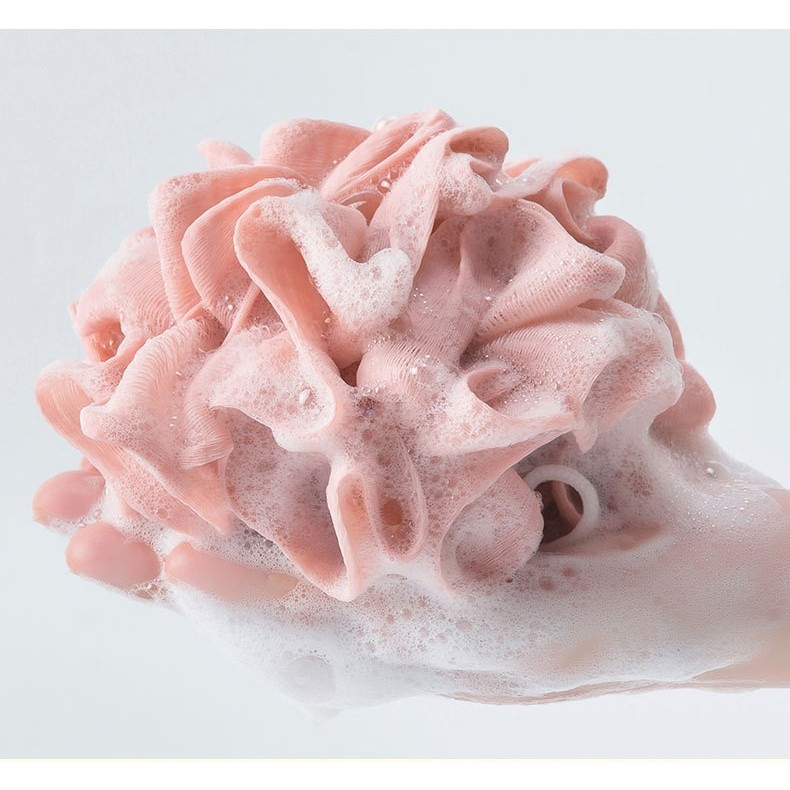 Prosop de Baie, 2in1, cu Burete din Plasa, 17 x 17 cm, Roz [4]