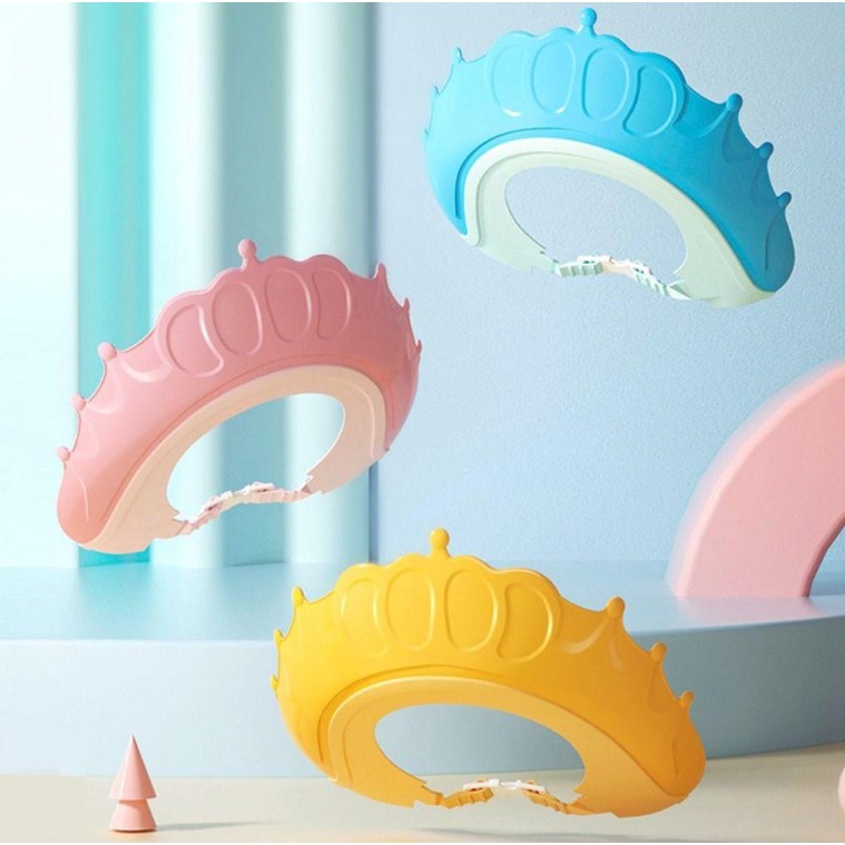 Viziera de Protectie Baie Pentru Copii, Fippy, Model Coronita, Dimensiune ajustabila, Durabil, Usor de curatat, Impotriva Samponului, pentru Ochi si Urechi, TPE+PP, 24x22 cm, Roz [2]