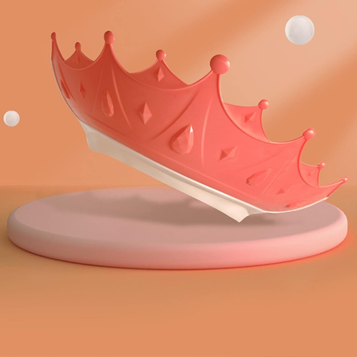 Viziera de Protectie Baie Pentru Copii, Fippy, Model Coroana, Dimensiune ajustabila, Durabil, Usor de curatat, Impotriva Samponului, pentru Ochi si Urechi, TPE+PP, 15x13 cm, Rosu [4]