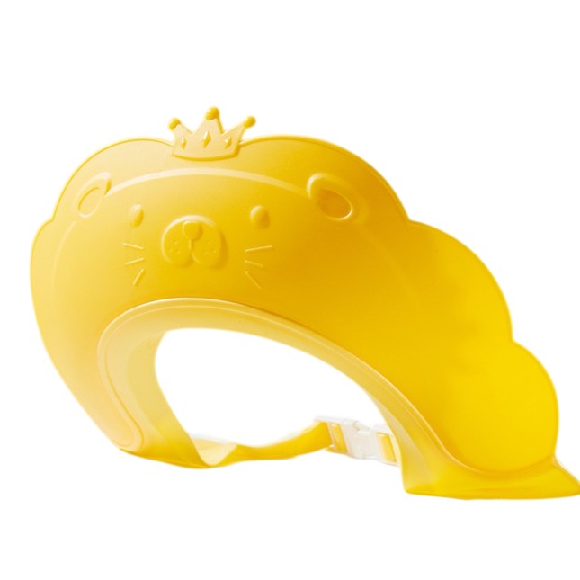 Articole pentru baie - Viziera de Protectie Baie Pentru Copii, Fippy, Model Coronita Leu, Dimensiune ajustabila, Durabil, Usor de curatat, Impotriva Samponului, pentru Ochi si Urechi, TPE+PP, 21x20.5 cm, Galben