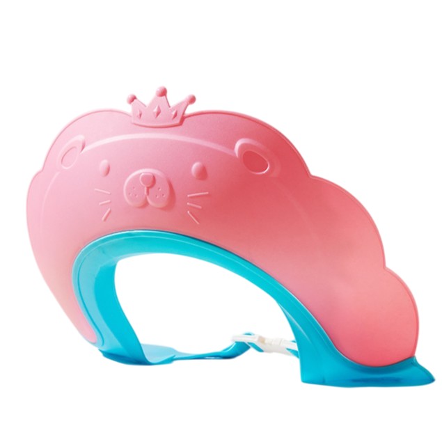 Articole pentru baie - Viziera de Protectie Baie Pentru Copii, Fippy, Model Coronita Leu, Dimensiune ajustabila, Durabil, Usor de curatat, Impotriva Samponului, pentru Ochi si Urechi, TPE+PP, 21x20.5 cm, Roz