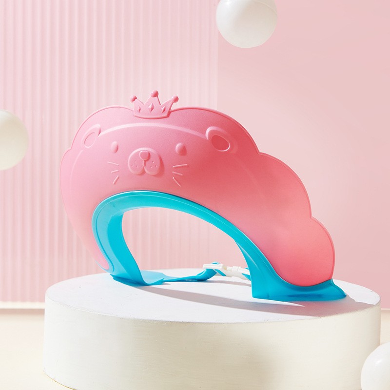 Viziera de Protectie Baie Pentru Copii, Fippy, Model Coronita Leu, Dimensiune ajustabila, Durabil, Usor de curatat, Impotriva Samponului, pentru Ochi si Urechi, TPE+PP, 21x20.5 cm, Roz [1]