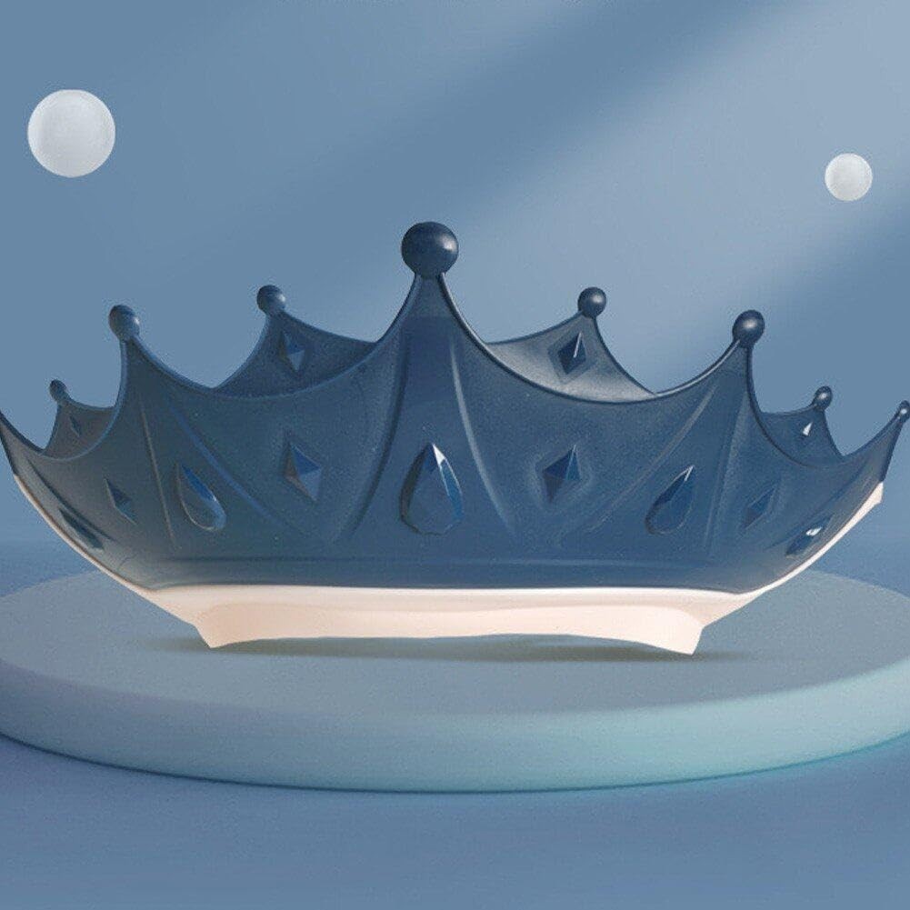 Viziera de Protectie Baie Pentru Copii, Fippy, Model Coroana, Dimensiune ajustabila, Durabil, Usor de curatat, Impotriva Samponului, pentru Ochi si Urechi, TPE+PP, 15x13 cm, Albastru Inchis [3]