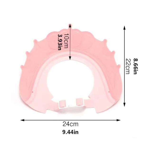 Viziera de Protectie Baie Pentru Copii, Fippy, Model Coronita, Dimensiune ajustabila, Durabil, Usor de curatat, Impotriva Samponului, pentru Ochi si Urechi, TPE+PP, 24x22 cm, Roz [3]