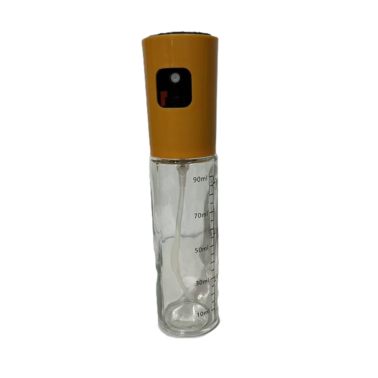 Articole pentru Bucatarie - Pulverizator Ulei, Otet, din Sticla, 100 ml, Reincarcabil, 18.3 x 4.3 cm, Masura 90 ml, Capac Mat, Galben