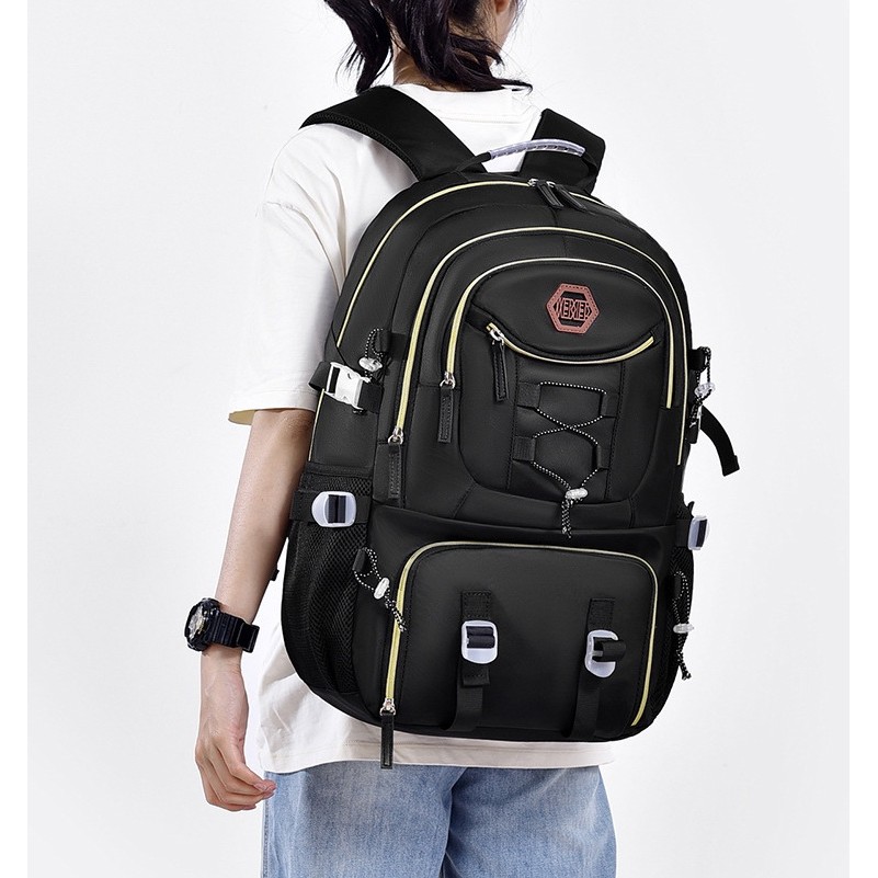 Rucsac Multifunctional pentru Calatorie, pentru Alpinism, Voiaj, Drumetii, din Panza Oxford, 34x16x52 cm, Negru [1]