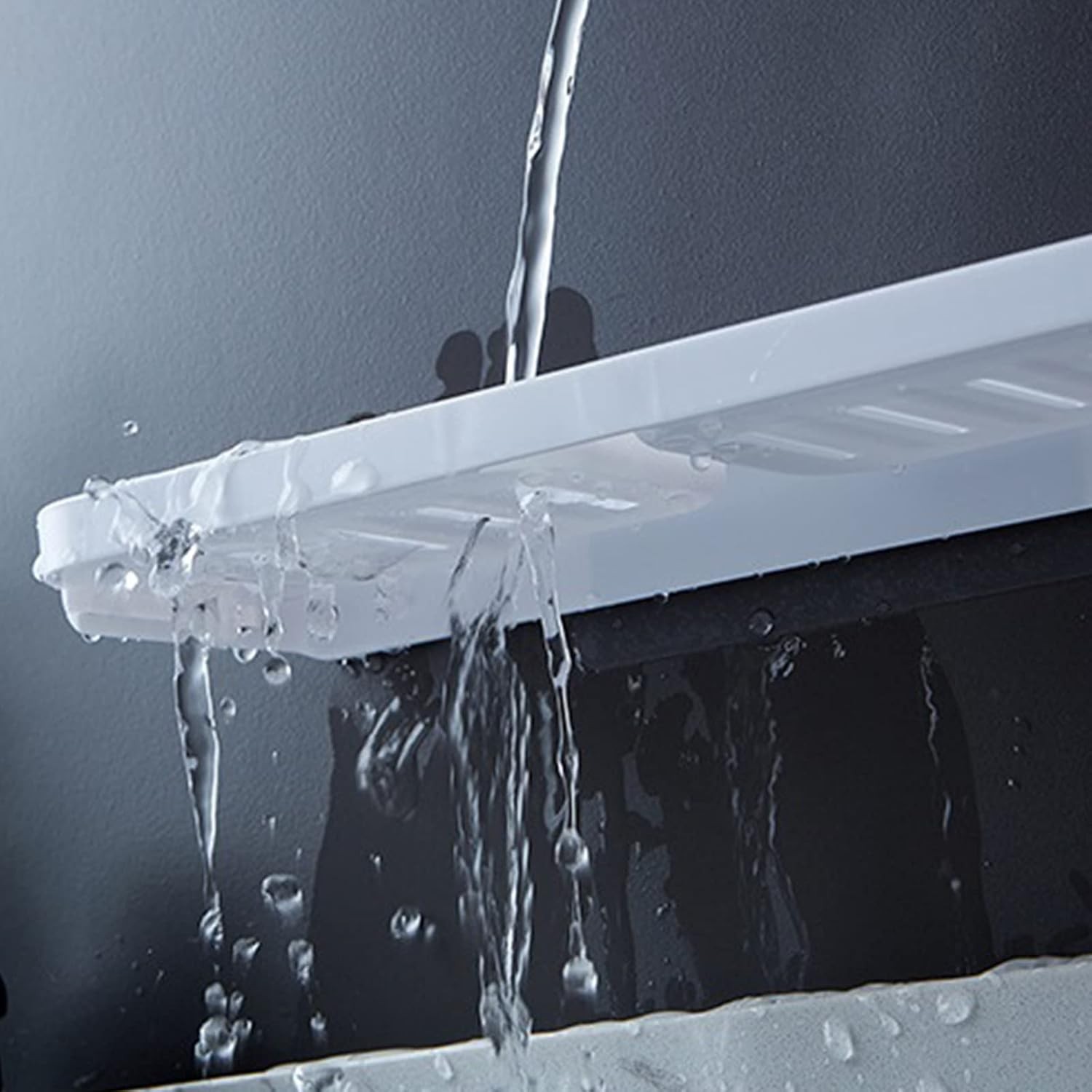 Savoniera Dubla, de Perete, cu Compartiment de Scurgere, Montare prin Lipire, 26 x 8 x 4 cm, Alb/Gri [5]