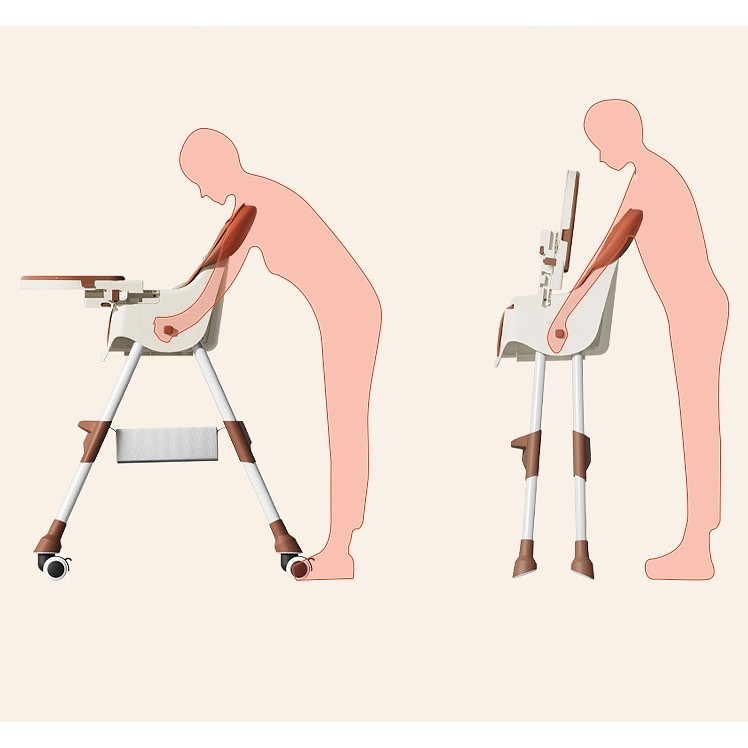 Scaun de Masa pentru Bebelusi si Copii cu Roti, cu Tetiera, Telescopic, Pliabil, Masuta Reglabila, Suport Picioare, Scaun cu Invelis Piele Artificiala, Centura Siguranta, Spatiu Depozitare, 97 x 73 x 65 cm, Roz [2]