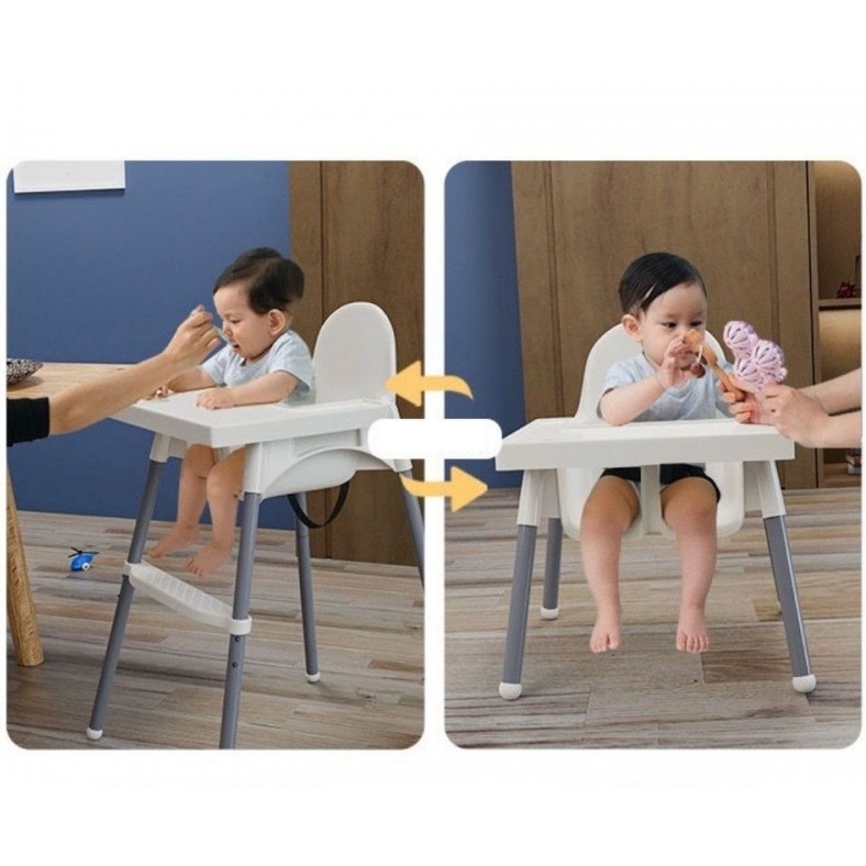 Scaun de masa telescopic pentru bebelusi si copii, cu Suport picioare si Centura de siguranta, reglabil pe inaltime, Varsta 6-32 luni, Gri [4]